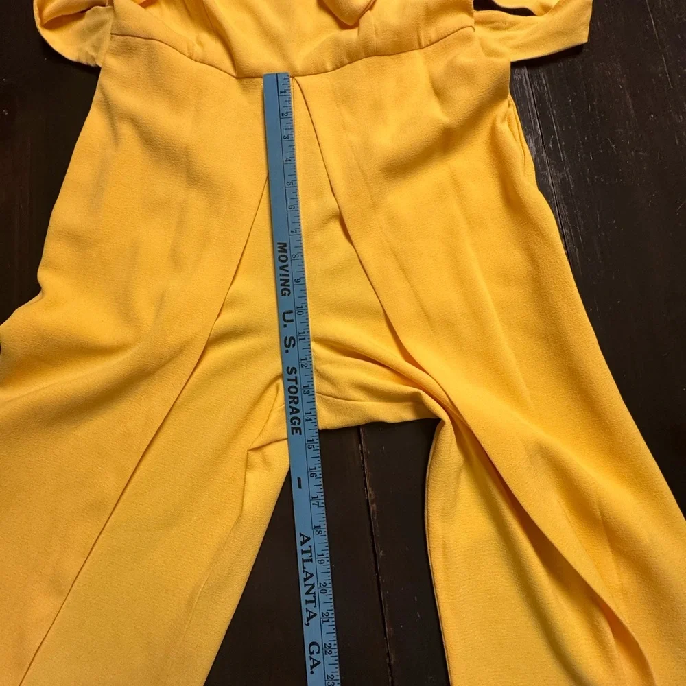 INC International Concepts Bright Yellow Tie-Waist Wide-Leg Jumpsuit - Picture 7 of 10